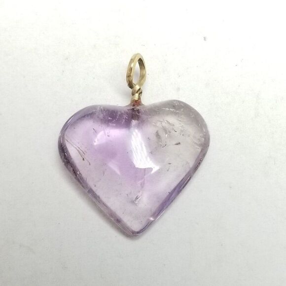 Vintage Purple Heart Shape Pendant, Charm, 1 Inch, Glass, Estate - Picture 2 of 4